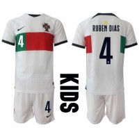 Portugal Ruben Dias #4 Gostujuci Dres za djecu SP 2022 Kratak Rukav (+ Kratke hlače)